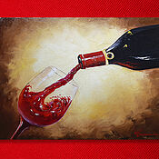 Картины и панно handmade. Livemaster - original item Painting with a glass of wine Still life with wine. Handmade.