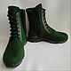 Botas de fieltro verde con cremallera y cordón h 18-22 unisex. Boots. Zhanna. My Livemaster. Фото №6