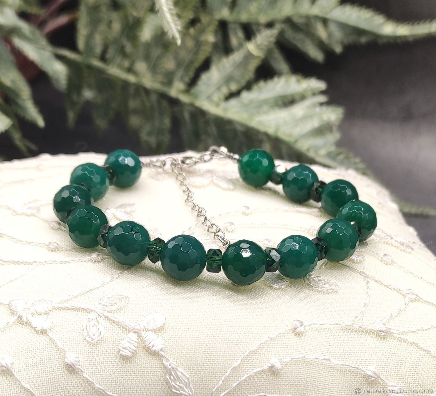 Натуральный зеленый агат Браслет с огранкой купить в интернет-магазине ...