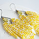 Order Long yellow beaded earrings with fringe. Handmade by Svetlana Sin. Livemaster. . Earrings Фото №3