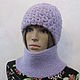 Conjunto - gorro con asteriscos y Snood en color lila pálido, Headwear Sets, Petrozavodsk,  Фото №1