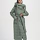 Пальто стеганое цвет дымчатый зеленый, пальто зимнее, теплое пальто. Пальто. Sasha Fi одежда со смыслом. Интернет-магазин Ярмарка Мастеров.  Фото №2