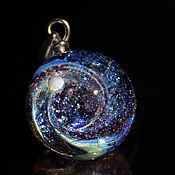 Украшения handmade. Livemaster - original item Pendant ball galaxy purple space. Silver Glass Universe Necklace. Handmade.