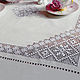 Tablecloth square 140cm, embroidery. Dusty rose, linen. Tablecloths. EmbroideryINNAI. My Livemaster. Фото №5