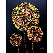 Картины и панно handmade. Livemaster - original item Dandelions painting with flowers relief painting miniature. Handmade.