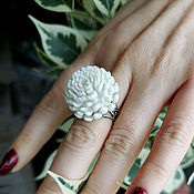 Украшения handmade. Livemaster - original item Chrysanthemum white. Ring. Handmade.