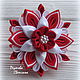 Scrunchy Magic red in the technique of kanzashi, Hairpins and elastic bands for hair, Chernogolovka,  Фото №1