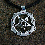 Украшения handmade. Livemaster - original item Pentagram with snakes made of silver with rubies. Handmade.