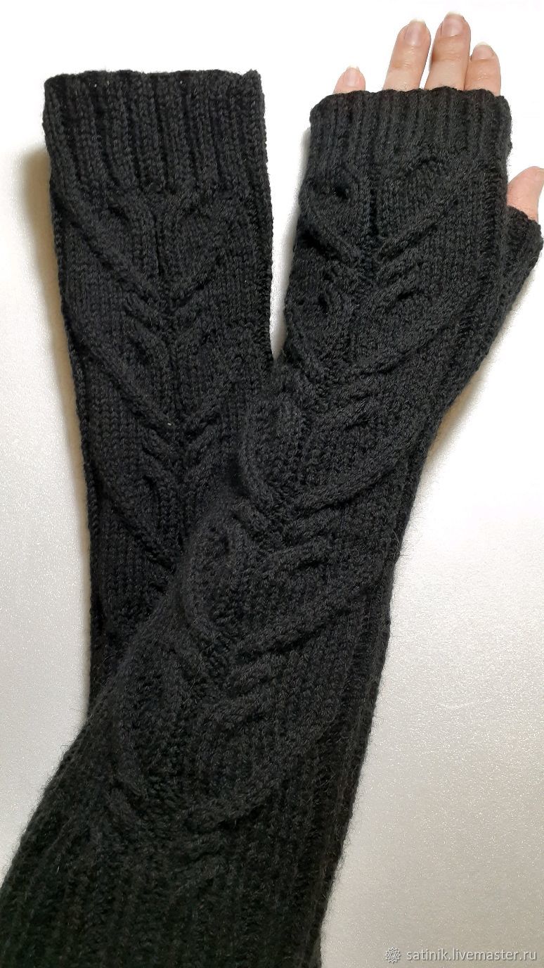 39ZP fingerless long gloves, black, Mitts, Kamyshin,  Фото №1