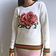 Order The women's costume with skirt rose associated with needles, wool, ecru, pink. SIBERIA COOL (knitting & painting) (Siberia-Cool). Livemaster. . Suits Фото №3