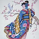 Embroidered picture "Japanese woman". Pictures. Cross stitch and beads!. My Livemaster. Фото №6