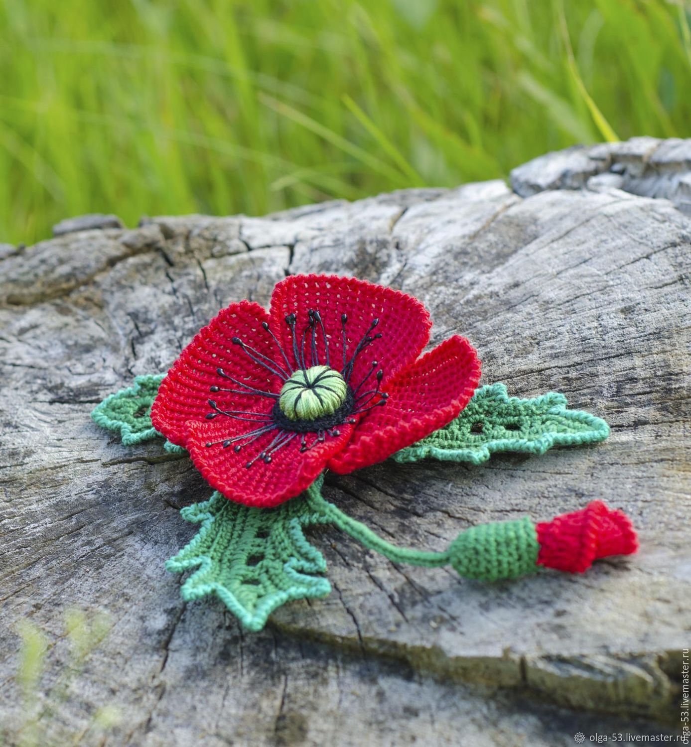 Брошь "Красный мак" – купить на Ярмарке Мастеров – ARC65RU | Брошь-игла ...