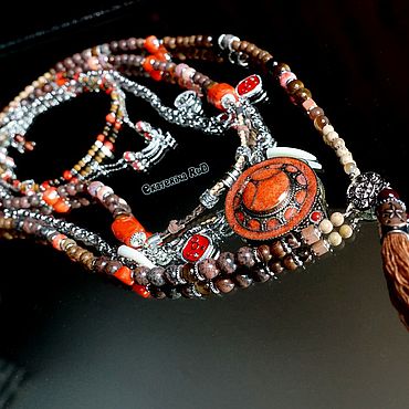 Украшения ручной работы. Ярмарка Мастеров - ручная работа Многорядное колье в стиле Бохо-шик "Коралловые грёзы". Handmade.