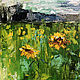 Sunflowers, summer landscape oil on canvas, 20h20cm. Pictures. myfoxyart (MyFoxyArt). Online shopping on My Livemaster.  Фото №2