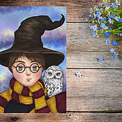Открытки handmade. Livemaster - original item A set of postcrossing postcards Harry Potter and Hedwig 3 pieces. Handmade.
