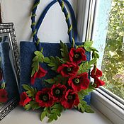 Сумки и аксессуары handmade. Livemaster - original item Tote: Big blue felted Maki bag. Handmade.