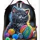 Кожаный рюкзак  "Кот с клубком". Рюкзаки. Дизайнерская студия Pelle Volare. Интернет-магазин Ярмарка Мастеров.  Фото №2