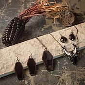 Субкультуры handmade. Livemaster - original item Coffin Earrings and Pendant Set (e-004-p-034). Handmade.