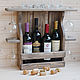 Винная полка деревянная Кьянти на 4 винные бутылки и 4 бокала, Полки, Псков,  Фото №1