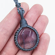 Украшения handmade. Livemaster - original item Pendant fluorite pendant Natural stone Grey pendant braided pendant. Handmade.