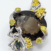 Украшения handmade. Livemaster - original item Talisman pendant with natural rauchtopaz and sapphire. Handmade.