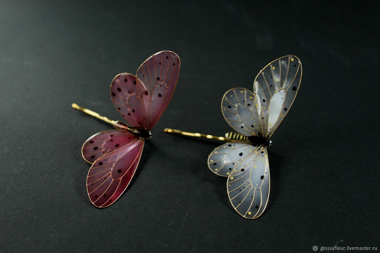 Transparent butterfly hairpins white or pink to choose from, Hairpins, Cheboksary,  Фото №1