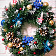 Рождественский венок. Синий, Интерьерные венки, Кубинка,  Фото №1
