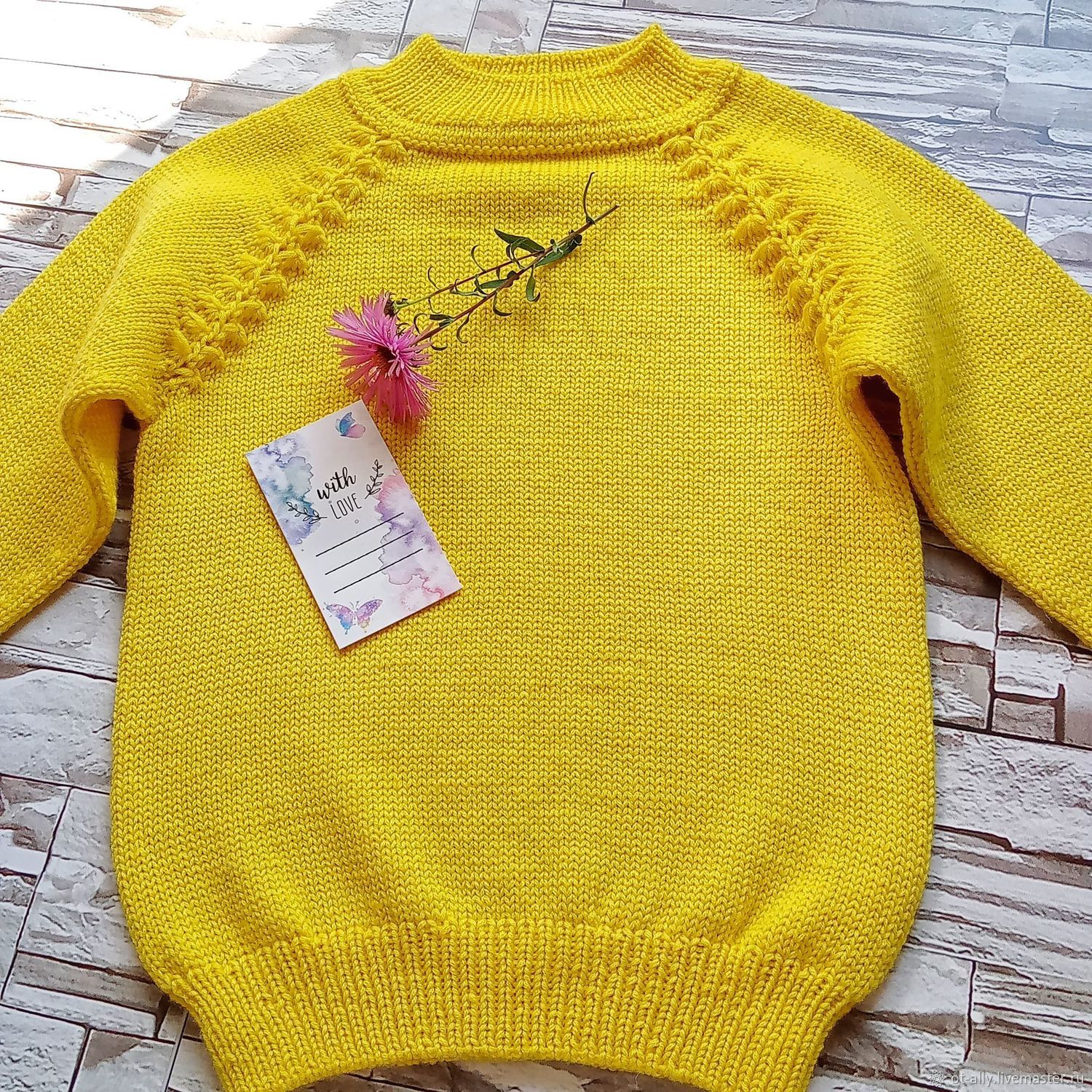Кофта для девочки спицами Мимоза в интернет-магазине Ярмарка Мастеров ...