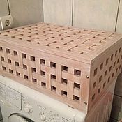 Bathroom furniture: A curbstone under invoice sink made of solid beech wood