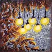 Картины и панно handmade. Livemaster - original item Oil pastel painting evening lanterns 