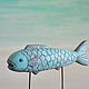 Order Blue Fish figurine on a stand concrete decor in a marine style. Decor concrete Azov Garden. Livemaster. . Figurines Фото №3