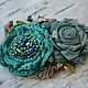 Brooch textile "Emerald roses". Brooches. Sokolova Julia, handmade jewelry. My Livemaster. Фото №4