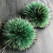 Материалы для творчества handmade. Livemaster - original item Raccoon fur pompom color smoky green and pistachio. Handmade.