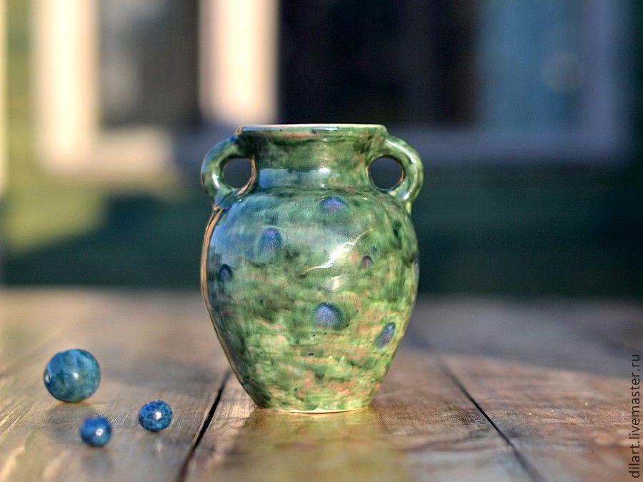 Керамическая  ваза для цветов Изумрудный Павлин