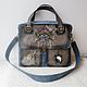 Cool Italian leather briefcase with engraving and painting, Brief case, Noginsk,  Фото №1