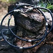 Браслет - цепь - Волк (с головами волка) из серебра (d 1.6 см)