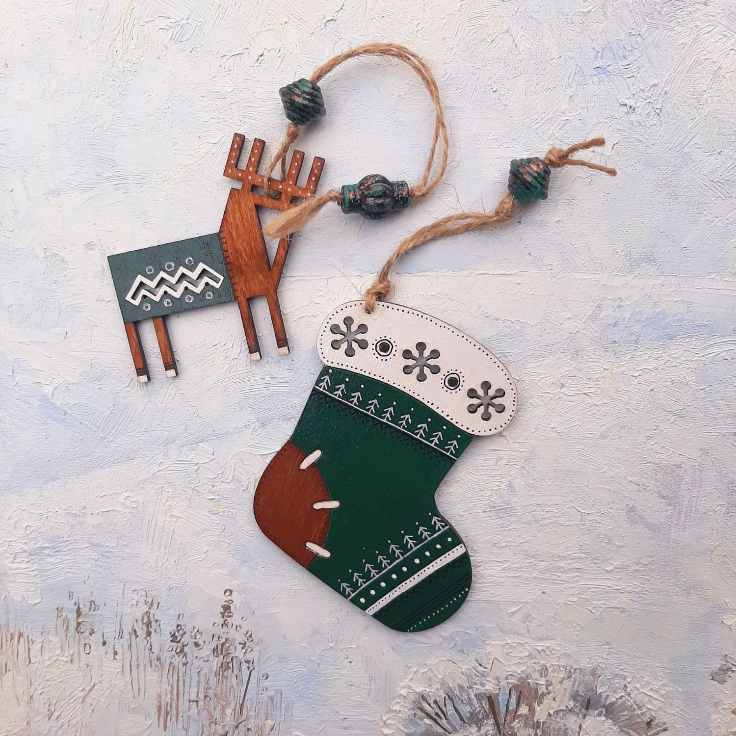 Ёлочные игрушки.Деревянные расписные экологичные украшения на заказ в ...