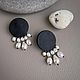 Серьги круглые из кожи с подвесками из жемчуга. Серьги классические. Storm Jewellery. Интернет-магазин Ярмарка Мастеров.  Фото №2