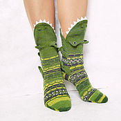 Аксессуары handmade. Livemaster - original item Crocodile Biting Socks Original Gift Knee Socks Camouflage Socks. Handmade.