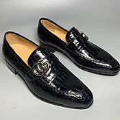 Обувь ручной работы handmade. Livemaster - original item Men`s loafers, made of genuine crocodile leather, black color!. Handmade.