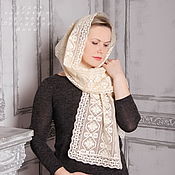 Работы для детей, handmade. Livemaster - original item Cream lace scarf for godmother or mother. Handmade.