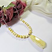 Шикарное ожерелье. Природные янтарь и бирюза
