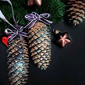 Сувениры и подарки handmade. Livemaster - original item Christmas decorations: Suspension of two cones in the style of old bronze and copper. Handmade.