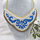  Beaded necklace with a blue pattern, Necklace, Krasnodar,  Фото №1