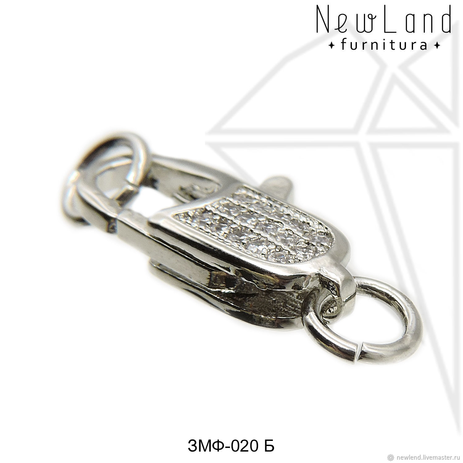 Замок карабин 15х5,5 мм (родий) - ЗМФ-020 (Б) купить в интернет ...