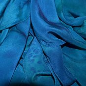 Аксессуары handmade. Livemaster - original item Silk scarf blue emerald Crepe de chine Large Neck Head. Handmade.