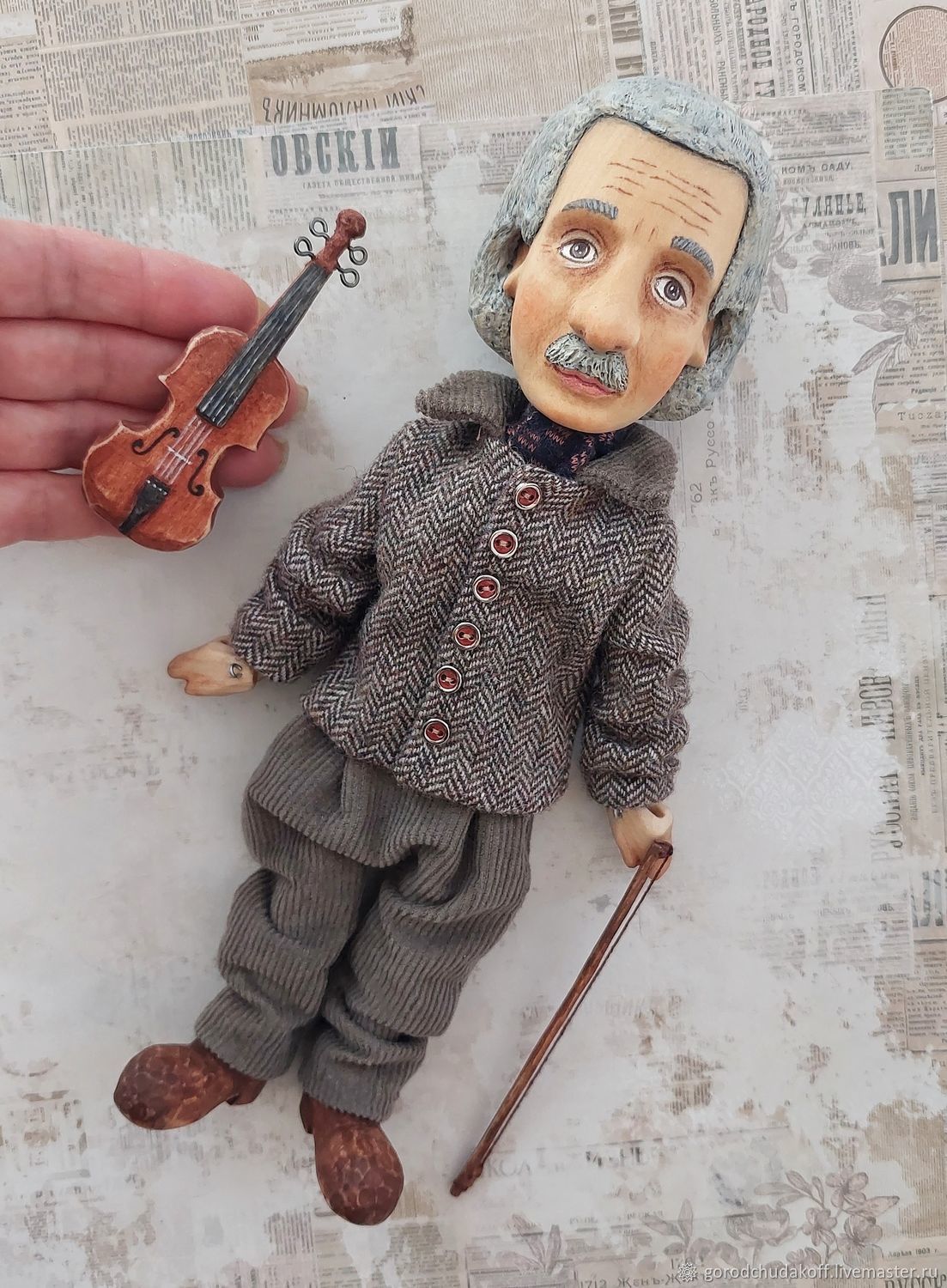 Эйнштейн. Кукла из дерева в интернет-магазине Ярмарка Мастеров по цене ...