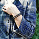 Кожаный браслет мужской женский  "Мехико Гвоздик" черный. Браслет плетеный. Хельга. Интернет-магазин Ярмарка Мастеров.  Фото №2