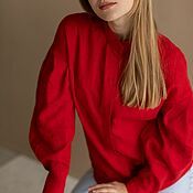 Одежда handmade. Livemaster - original item Lyudmila women`s shirt ,color red. Handmade.