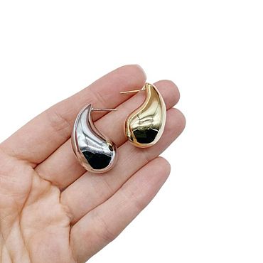 Серьги Капли, серебристые/золотистые, 33х17 мм. . Материалы для творчества ручной работы - Ярмарка Мастеров Материалы для творчества ручной работы. Ярмарка Мастеров - ручная работа Серьги Капли, серебристые/золотистые, 33х17 мм. Handmade.